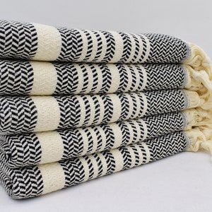 Black Hand Towel, Turkish Hand Towel, Herringbone Towel, Hand Towel, 20&quot;x40&quot;, Small Towel, 50x100cm,Face Towel, Tea Towel Yrm-Hasr-Pshkr