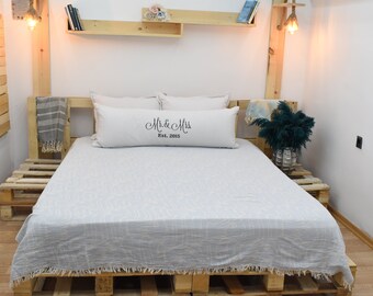 Sax Blue Turkish Towel Patterned Throw Extra Large Blanket Etsy