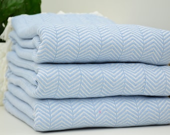 Baby Blue Bedspread 79x90 Large Blanket, Picnic Blanket, Throw, Turkish Throw, Throw Blanket,Bed Cover, Turkish Beach Towel Bct-Arrw-Pk