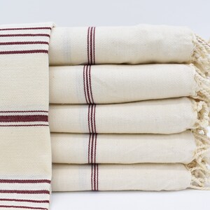 Burgundy Turkish Towel, Bath Towel, Wedding Gift Towel, Striped Towel, 40x70, Decorative Towel, Organic Towel, Peshtemal Towel Bll-KtnSltn