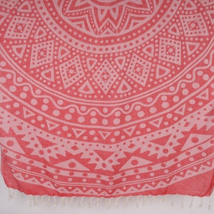Personalized Turkish Beach Towel, Custom Towel, Red Towel, Round Design Towel, 40x71 Inches Yoga Mat Towel, Home Decor Towel,