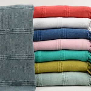 Turkish Towel, Bath Towel, Personalizable Towel, Stonewashed Towel, 36x71 Inches Cotton Towel, Embroidered Towel, Holiday Towel,