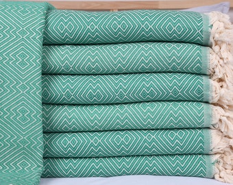 Beach Blanket, Turkish Bedspread, Diamond Bedcover, 79x91 Inches Table Cover, Bedding Bedcover, Benetton Green Bedspread, Turkish Bedspread,