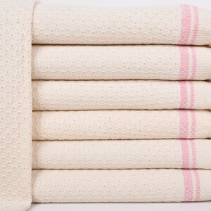 Hanging Kitchen Towel, Embroidered Dish Towel, Pink Towel, Striped Towel, 18x38 Inches Bridesmaid Gift, Turkey Towel, Organic Towel,