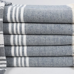 Bachelor Party Towel, Turkish Bath Towel, Beach Towel, Organic Cotton Towel, Navy Blue Towel, Striped Design Towel, 36x70 Towel, Gzd-Blksrt