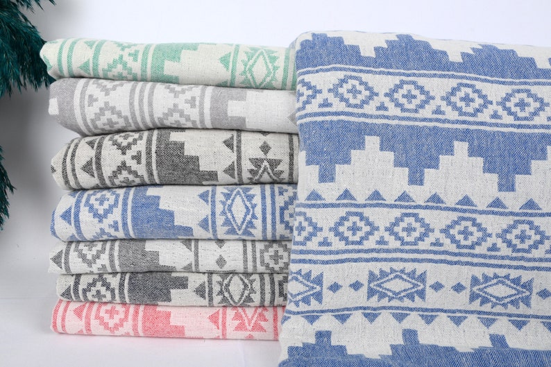 Large Towel, Turkish Blanket, Winter Blanket, Kilim Throw, 56x85 Inches Cotton Blanket, Couch Cover, Gift Blanket, Decorative Blanket, image 2