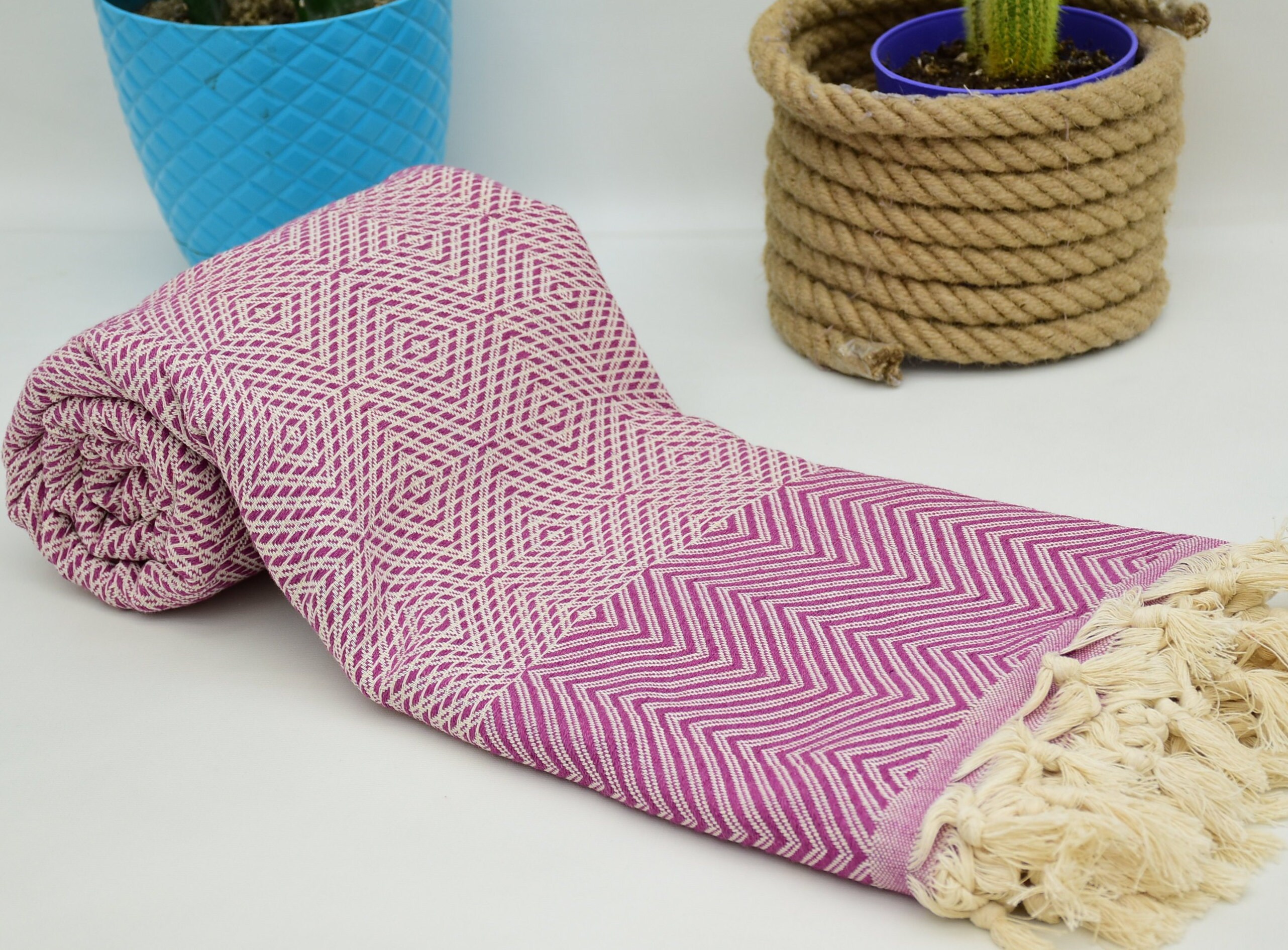 Fuchsia Blanketturkish Blanket 79x90 Beach Blanket Etsy