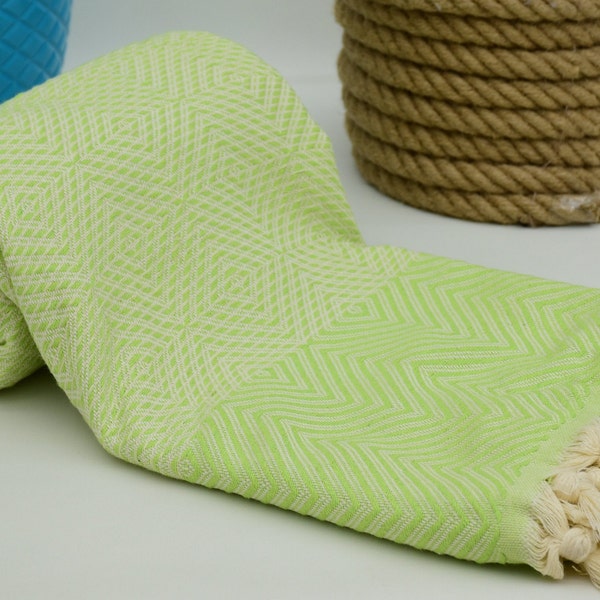 Green Blanket,Pistachio Green Large Blanket 79x90 inch - 190x230 cm Organic Cotton Turkish Towel,Aztec Blanket,Throw Towel  Bct-Drm-Pk