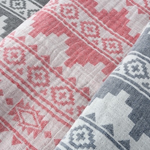 Turkish Blanket, Throw Blanket, Winter Blanket, Kilim Bedspread, 79x87 Inches Cotton Bedspread, Table Cover, Turkey Throw, image 3