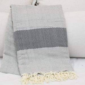 Soft Bedspread, Organic Cotton Blanket, Turkish Blanket, Sofa Cover, Gary Throw Blanket, Diamond Design Blanket, 78&quot;x86&quot; Blanket, Iso-Dml-Pk