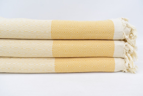 Blanket turkish Blanket throw Yellow Diamond Blankets Bed Cover Organic Cotton Towels 79x90 Blanked Natural Blanket Iso nfs pk Etsy Canada