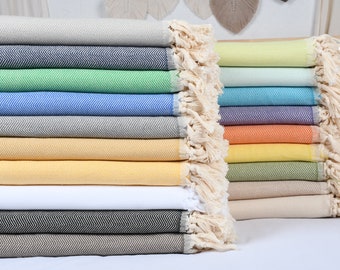 Turkish Blanket, Large Towel, Throw Blanket, Herringbone Bedspread, 79x99 Inches Cotton Throw, Bed Cover, Curtain Blanket, Beach Bedspread,