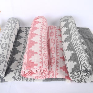 Turkish Blanket, Throw Blanket, Winter Blanket, Kilim Bedspread, 79x87 Inches Cotton Bedspread, Table Cover, Turkey Throw, image 6