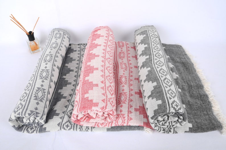 Turkish Blanket, Throw Blanket, Winter Blanket, Kilim Bedspread, 79x87 Inches Cotton Bedspread, Table Cover, Turkey Throw, image 6