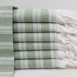 Dark Green Towel, Yoga Towel, Turkish Bath Towel, Pool Towel, Organic Cotton Towel, Turkey Towel, 40x70, Striped Towel, Beach Towel Bll-Sryl