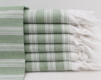 Dark Green Towel, Yoga Towel, Turkish Bath Towel, Pool Towel, Organic Cotton Towel, Turkey Towel, 40x70, Striped Towel, Beach Towel Bll-Sryl