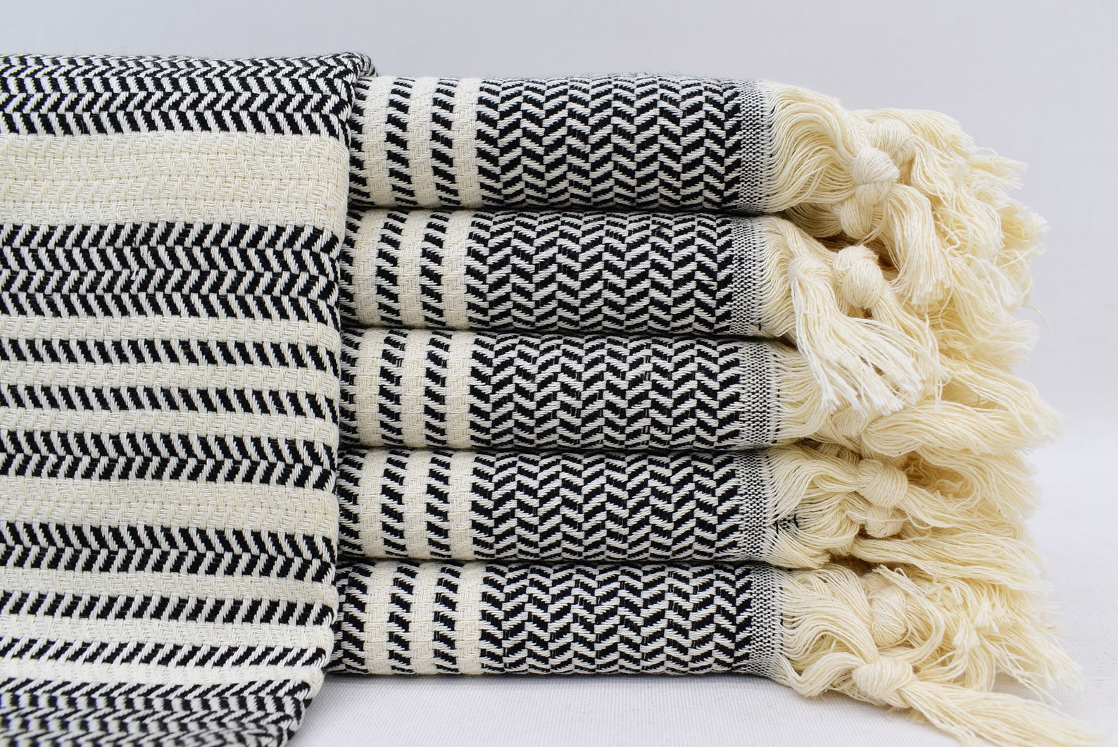 Black Hand Towel Turkish Hand Towel Herringbone Towel Hand Etsy