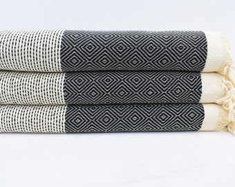 Gooi deken, Turkse deken, Black Diamond dekens bedovertrek, biologisch katoenen handdoeken, 79 x 90 deken, hoteldeken, Iso-Nfs-Pk