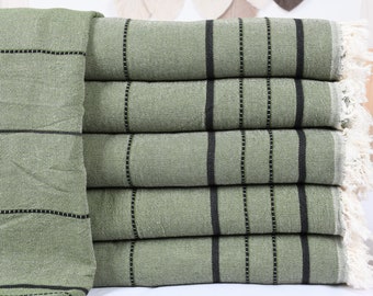 Home Decor Blanket, Couch Throw, Geometric Khaki Green Bedcover, 82x99 Inches Table Cover, Curtain Throw, King Size Blanket, Yoga Bedspread,