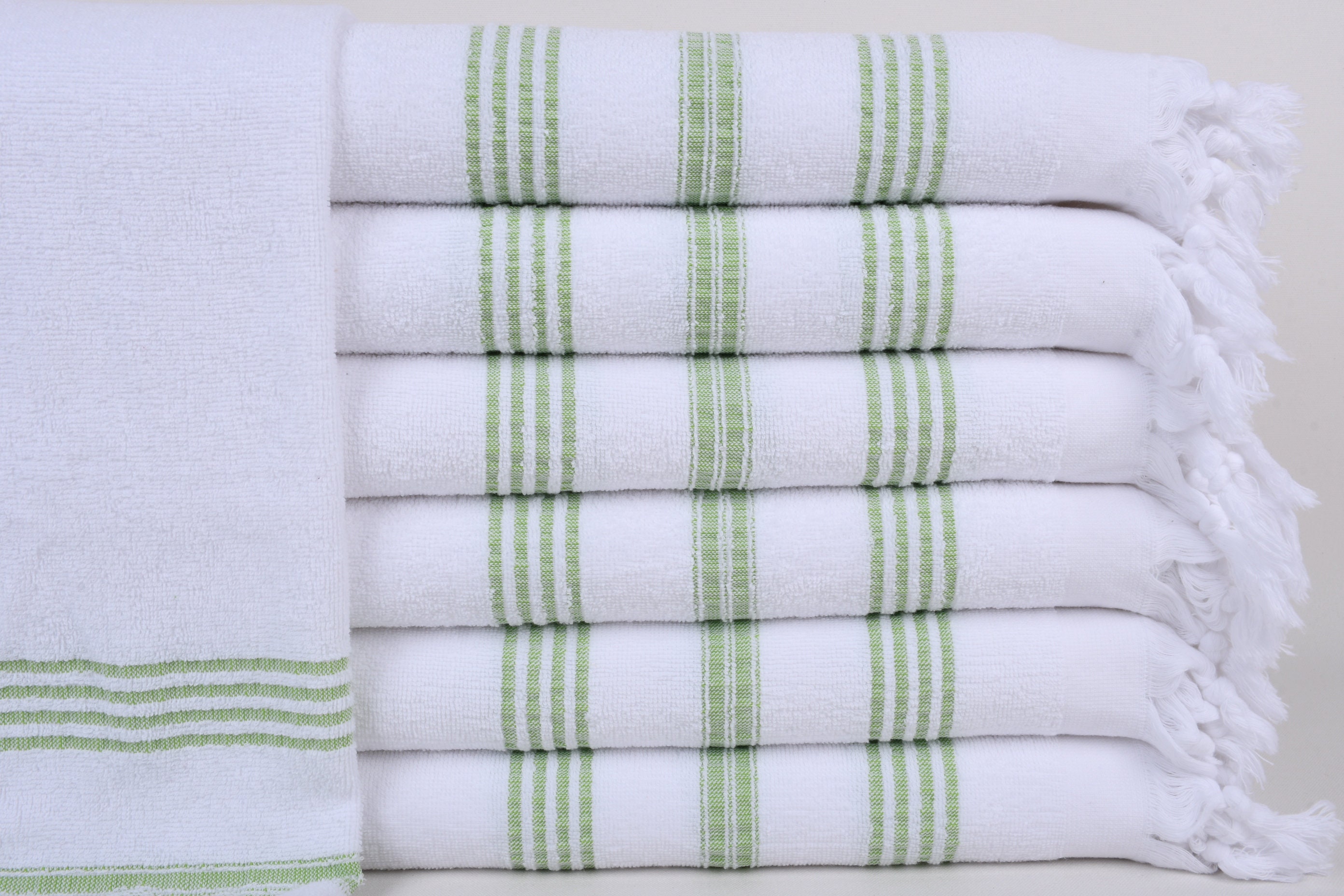 Cotton Dish Towel, Custom Kitchen Towel, Pistachio Green Towel, Striped Towel, Terry Towel, 18x40 Inches Gift For Her, Little Towel,