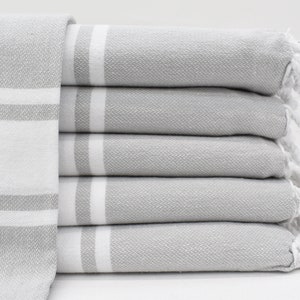 Gray Towel, 40x70 Striped Towel, Turkish Towel, Bridesmaid Towel, Gift Towel, Beach Towel, Wedding Towel, Bath Towel, Tablecloths Bll-Soft