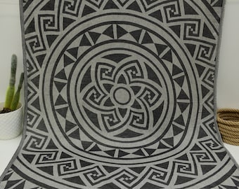 Black Towel Round Patterned Turkish Towel Soft Towel Black and White Turkish Towel 40"x70" Round Design Table Cover Bedspread Brc-Mhtsm5