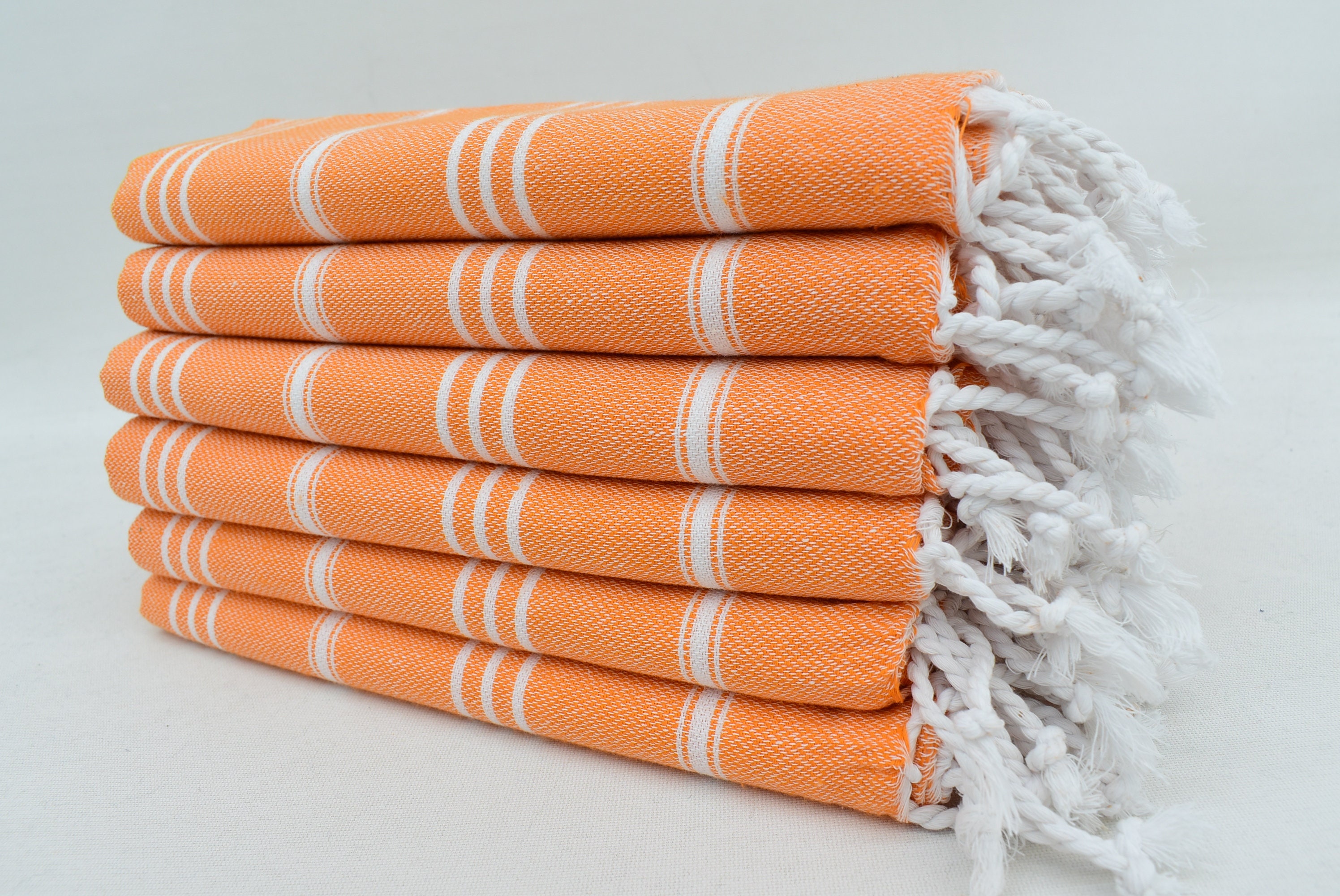 Orange Hand Towel Turkish Hand Towel Tea Towel Kitchen Etsy