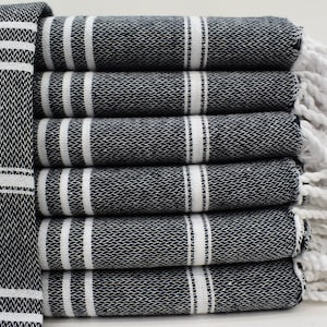 Black Hand Towel,Turkish Hand Towel, Tea Towel,Towel, Kitchen Towel, 24&quot;x36&quot; -60x90 cm, Striped Towel, Dish Towel,Small Towel Bll-Sltn-Pshkr