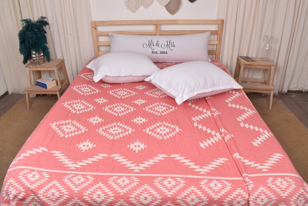 Sofa Blanket, Home Decor Blanket, Light Red Blanket, Kilim Throw, 56x83