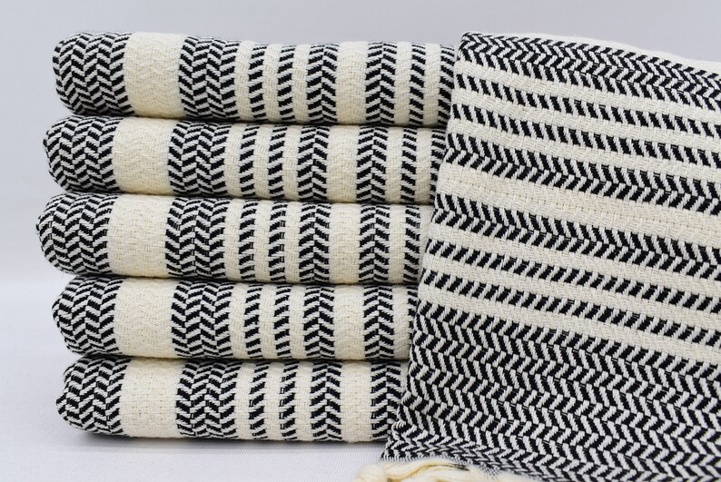 Black Hand Towel Turkish Hand Towel Herringbone Towel Hand Etsy