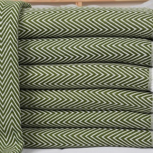 Turkish Bedspread, Turkish Blanket, Chevron Bedcover, 71x87 Inches Sofa Cover, Bulk Order Blanket, Pilates Blanket, Olive Green Bedspread,
