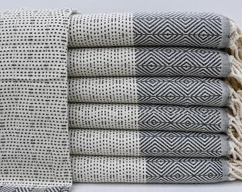 Turkish Beach Towel, Bridesmaid Towel, Gift Fouta, Soft Body Peshtemal, Dark Gray Towel, Diamond Design Towel, 40&quot;x70&quot; Bath Towel, Iso-Nfs