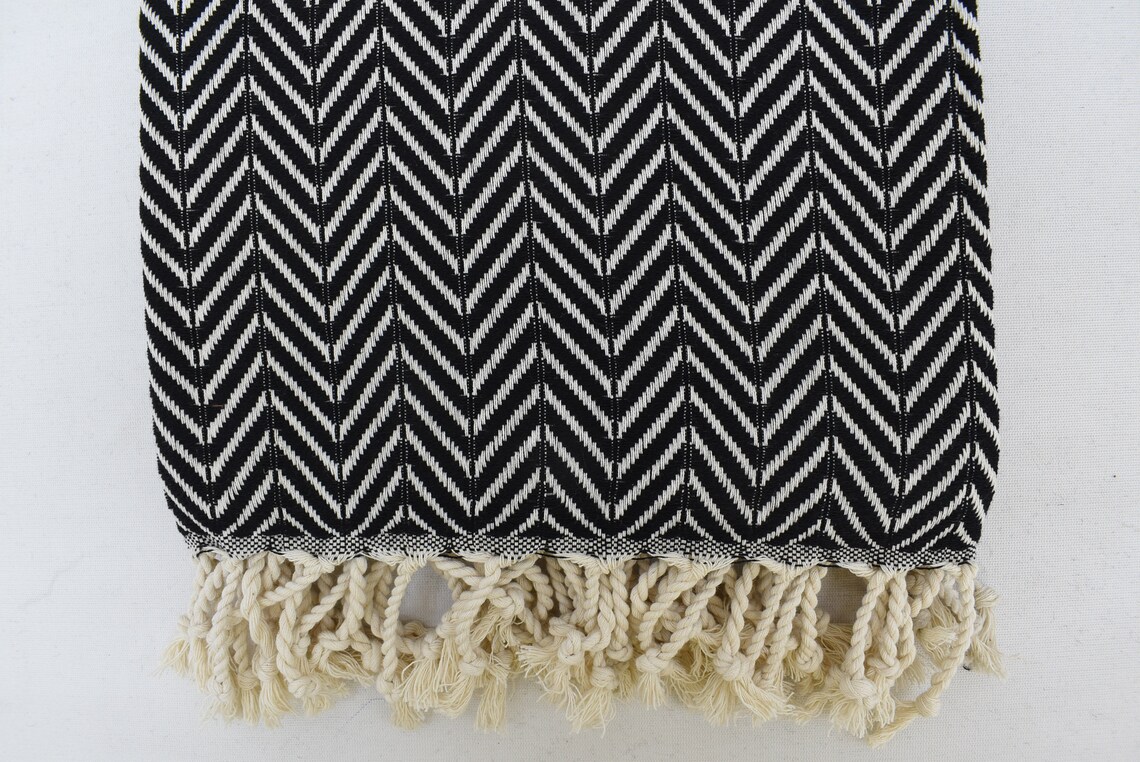 Black Towel Turkish Towel Turkey Towel Herringbone Etsy