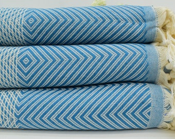 Turkish Blanket,75" x 87", Organic Blanket, Beach Blanket, Throw Blanket, Bedding Blanket, Bedspread, Blue Blanket  Bct-Drm-Pk