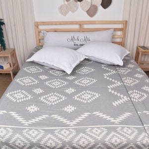 Personalized Turkish Blanket, Personalized Throw, Gray Blanket, Kilim Bedcover, 56x83 Inches Bachelorette Special Gifts,