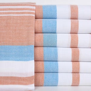 Turkish Beach Towel, Bath Towel, Striped Peshtemal, 40x75 Inches Bridal Shower Towel, Gift Peshtemal, Orange and Turquoise Peshtemal,