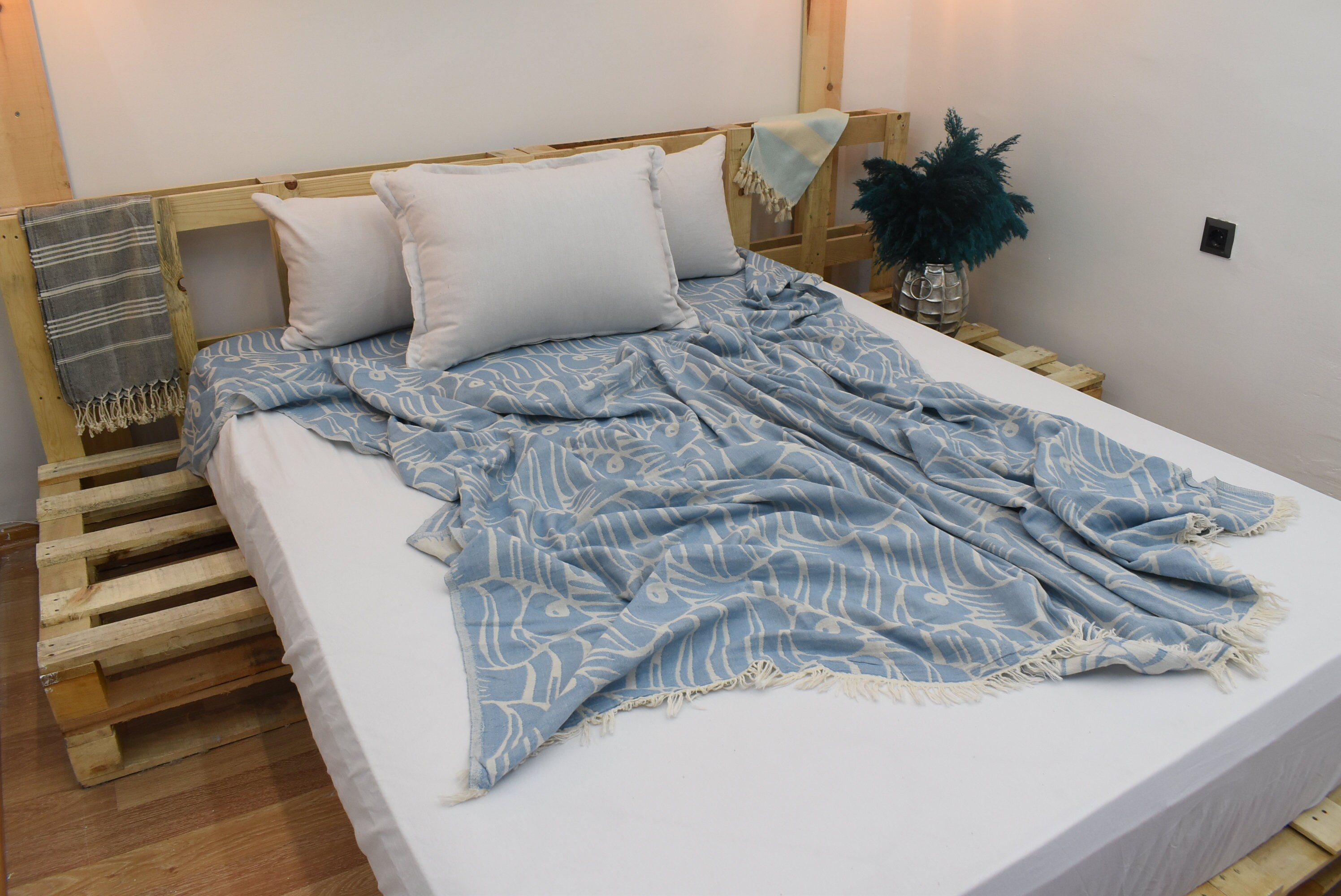 Dark Turquoise Blanket Throw Blanket Turkish Blanket Etsy