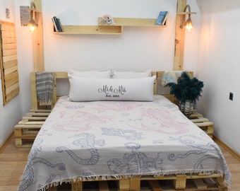 Decorative Blanket,Couch Blanket, Oversize Blanket,Throw Blanket, Beach Blanket,Turkish Blanket, 200x240 cm-78x94 , Gift Blanket Bll-Dnz-Pk