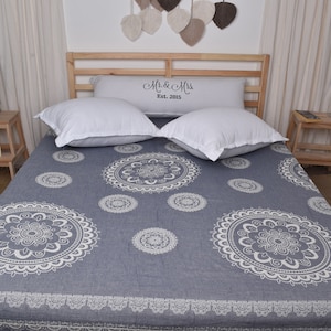 Large Towel, Turkish Bedspread, Navy Bedcover, Ethnic Design Blanket, 79x87 Inches Couch Cover, Curtain Bedcover, King Size Blanket,