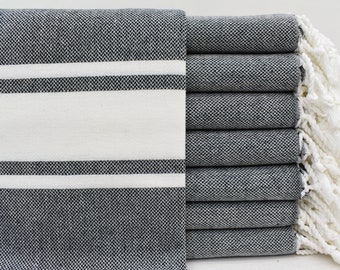 Turkish Hand Towel, Kitchen Towel, 24x36, Organic Towel, Bridesmaid Gift Towel, Black Hand Towel, Towels,Tea Towel,Dish Towel Bll-Mmz-Pshkr