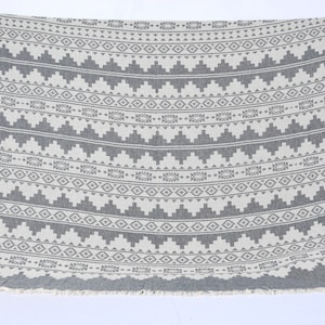 Turkish Blanket, Throw Blanket, Winter Blanket, Kilim Bedspread, 79x87 Inches Cotton Bedspread, Table Cover, Turkey Throw, image 8