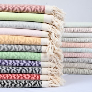 Turkish Blanket, Home Decor Blanket, Large Towel, Diamond Blanket, 79x103 Inches Cotton Throw, Wedding Gift Blanket, Wholesale Throw,