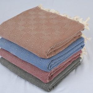 Turkish Blanket, Home Decor Blanket, Throw Blanket, Diamond Throw, 79x91 Inches Cotton Throw, Sofa Cover, Warm Bedspread,
