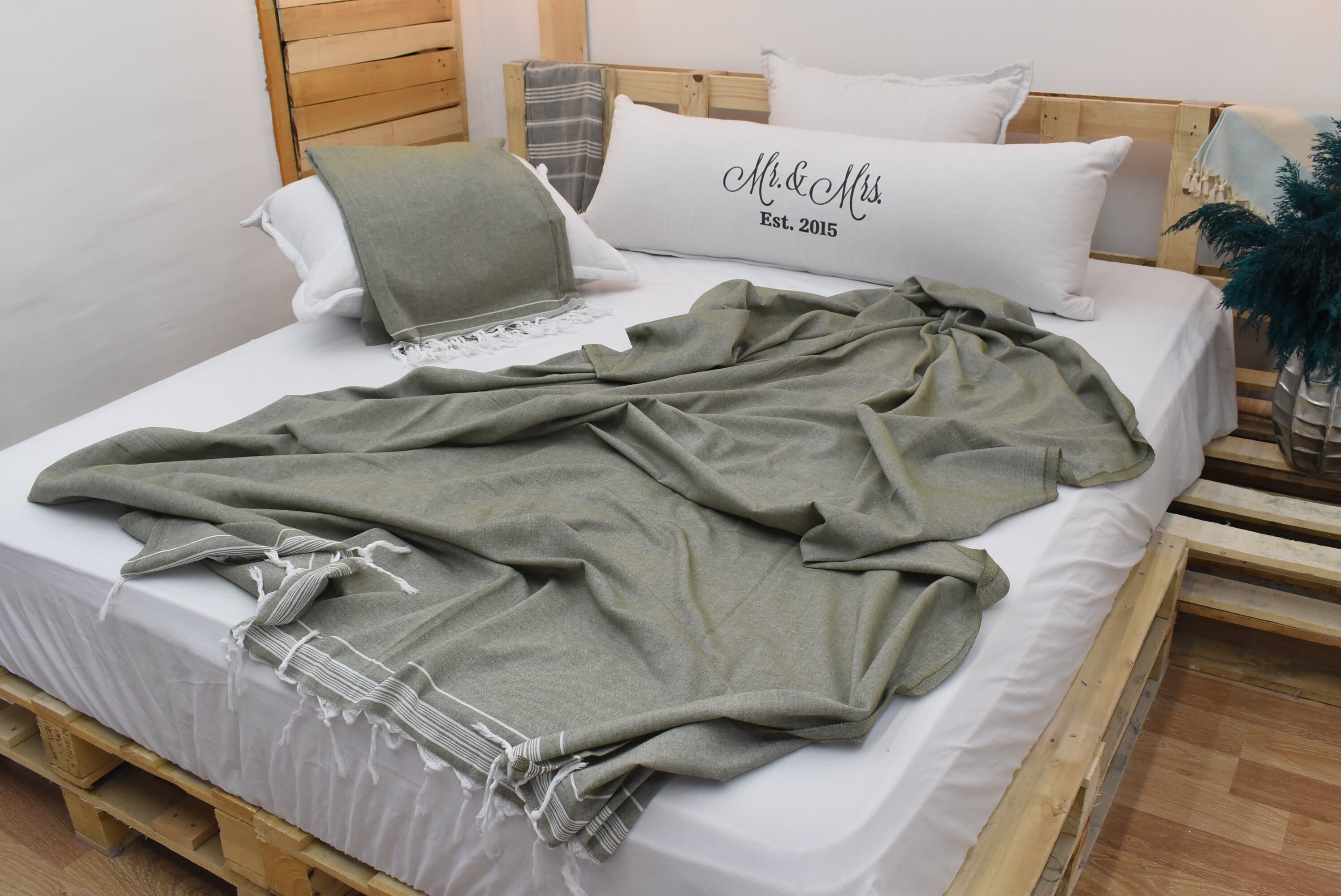 Khaki Green Throw Blanket Curtain Couch Blanket Etsy