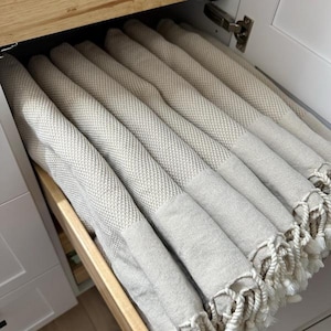 Luxurious Beige Turkish Towel 40x66 - Organic Cotton Bath Towel for Beach, Spa, Sauna, Home Decor - Lightweight Decorative Gift Towel image 11