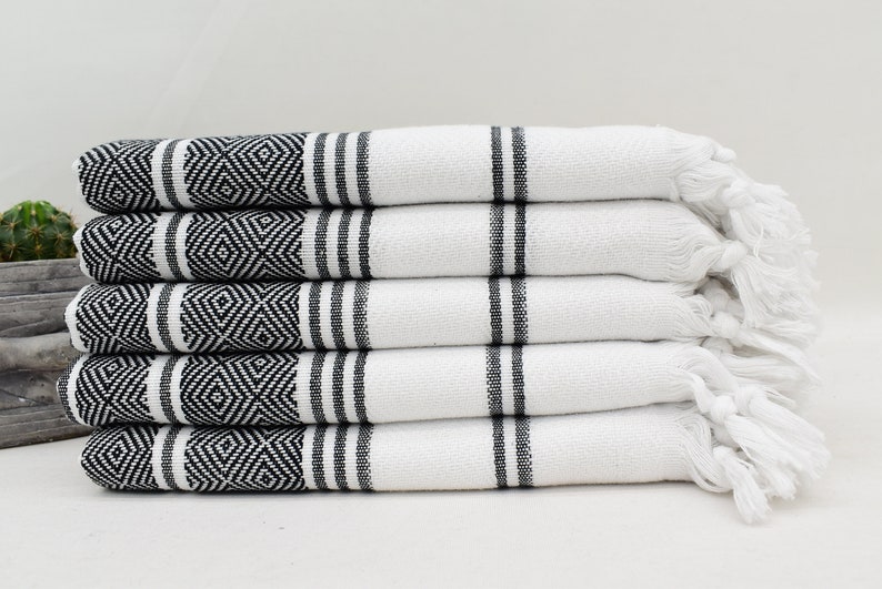 Black and White Turkish Hand Towel 18x40 Head Etsy