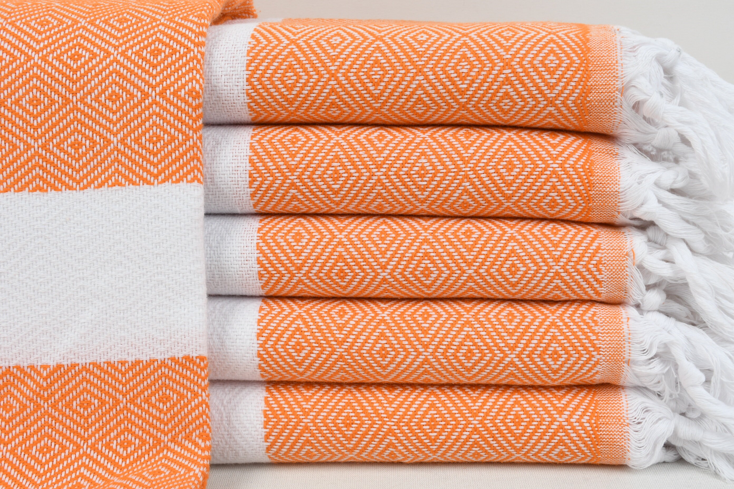 Bridesmaid Gift Towel, Organic Towel, Turkish Towel, Bath Towel, Cotton Towel, Orange Towel, Diamond Design Towel, 40"x70" Towel, Bll-Elms
