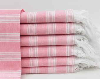 PINK Turkish Towel Bath Towel Pool Towel Peshtemal Towel Organic Cotton Towel Turkey Towel 40x70 Striped Towel Beach Towel Bll-Sryl