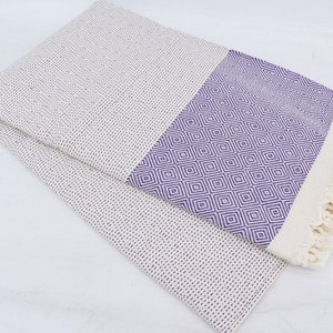Throw Blanket, Turkish Blanket, Purple Diamond Blankets Bed Cover, Organic Cotton Towels, 79x90 Blanked , Handmade Blanket, Iso-Nfs-Pk