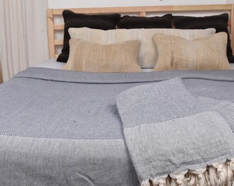 Turkse sprei, gepersonaliseerde deken, marineblauwe sprei, geometrische sprei, 79 x 83 inch vrijgezellencadeau, groothandel plaid, pilates sprei,